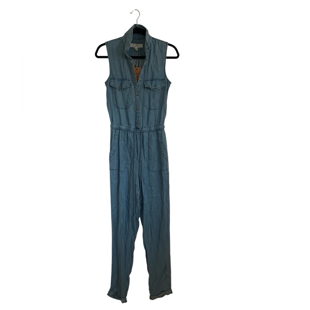 Thread & Supply Light Blue Sleeveless Elastic waist Jumpsuit w/ pockets size XS